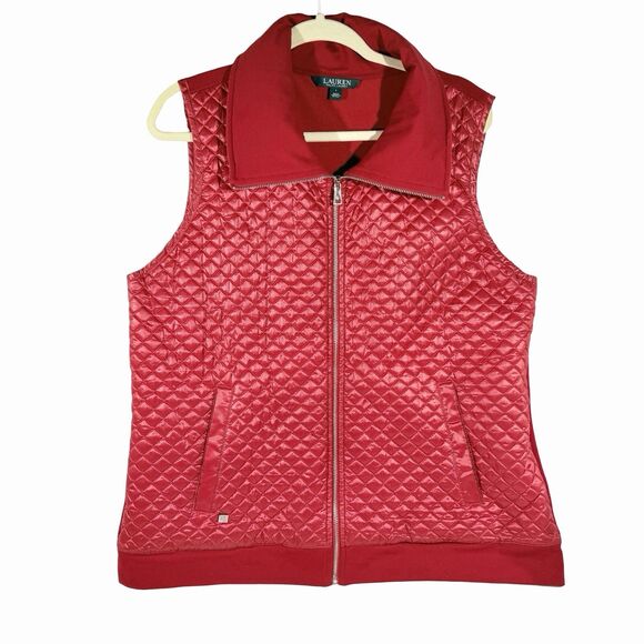 Lauren Ralph Lauren Jackets & Blazers - Lauren Ralph Lauren Vest Women's L Red Quilted Full Zip LRL - Spots see pics